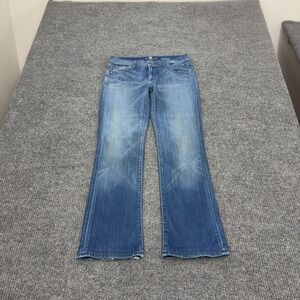 7 For All Mankind Jeans Womens 26 Blue Denim Bootcut Low Rise Frayed Hem Casual